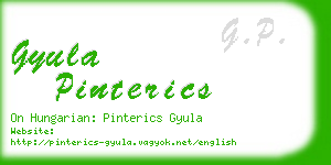 gyula pinterics business card